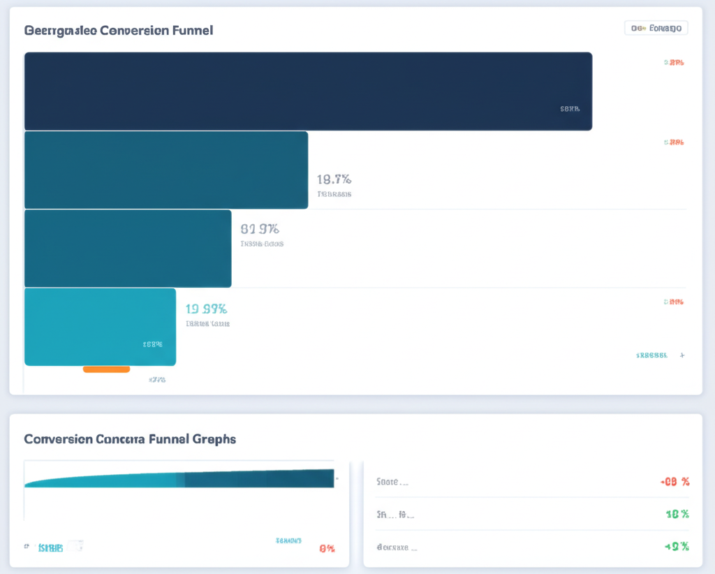 Analytics dashboard with conversion funnel graphs